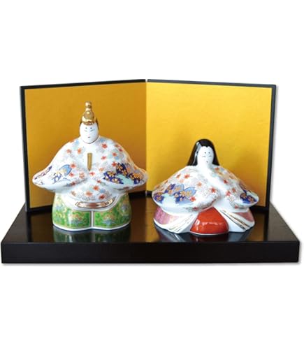 Amazon.co.jp: ARITA PORCELAIN LAB 雛人形 ぼんぼり付 （屏風 台付 木
